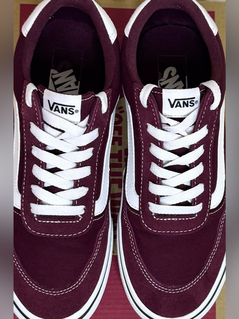 Vans Brooklyn LS Port Royale Burgundy Suede Canvas Sneakers Womens Size 8 - Picture 4 of 11